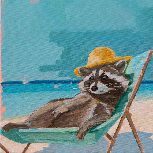 Pocket Art, Fine Art Print auf Büttenpapier im Rahmen, 10 x 10 cm, Strandurlaub