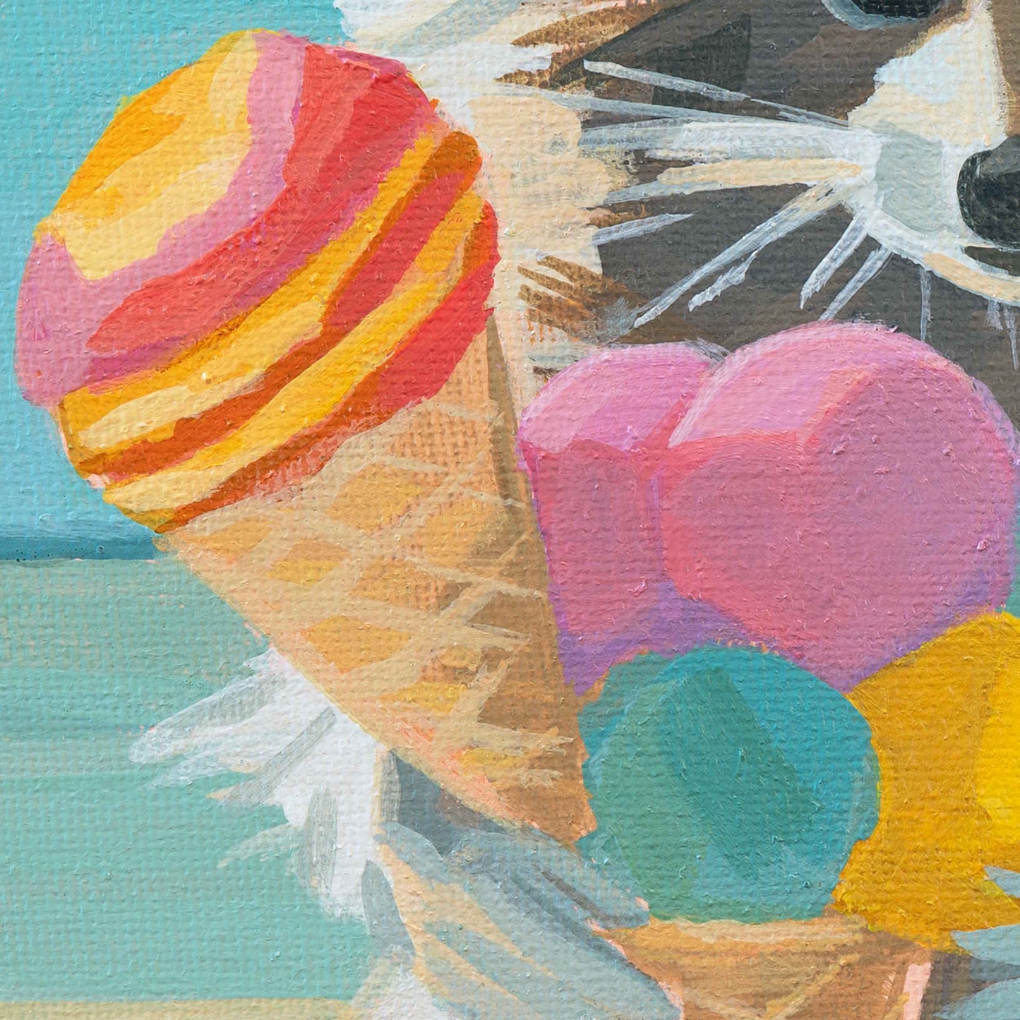 Pocket Art, Fine Art Print auf Büttenpapier im Rahmen, 10 x 10 cm, Eiscreme