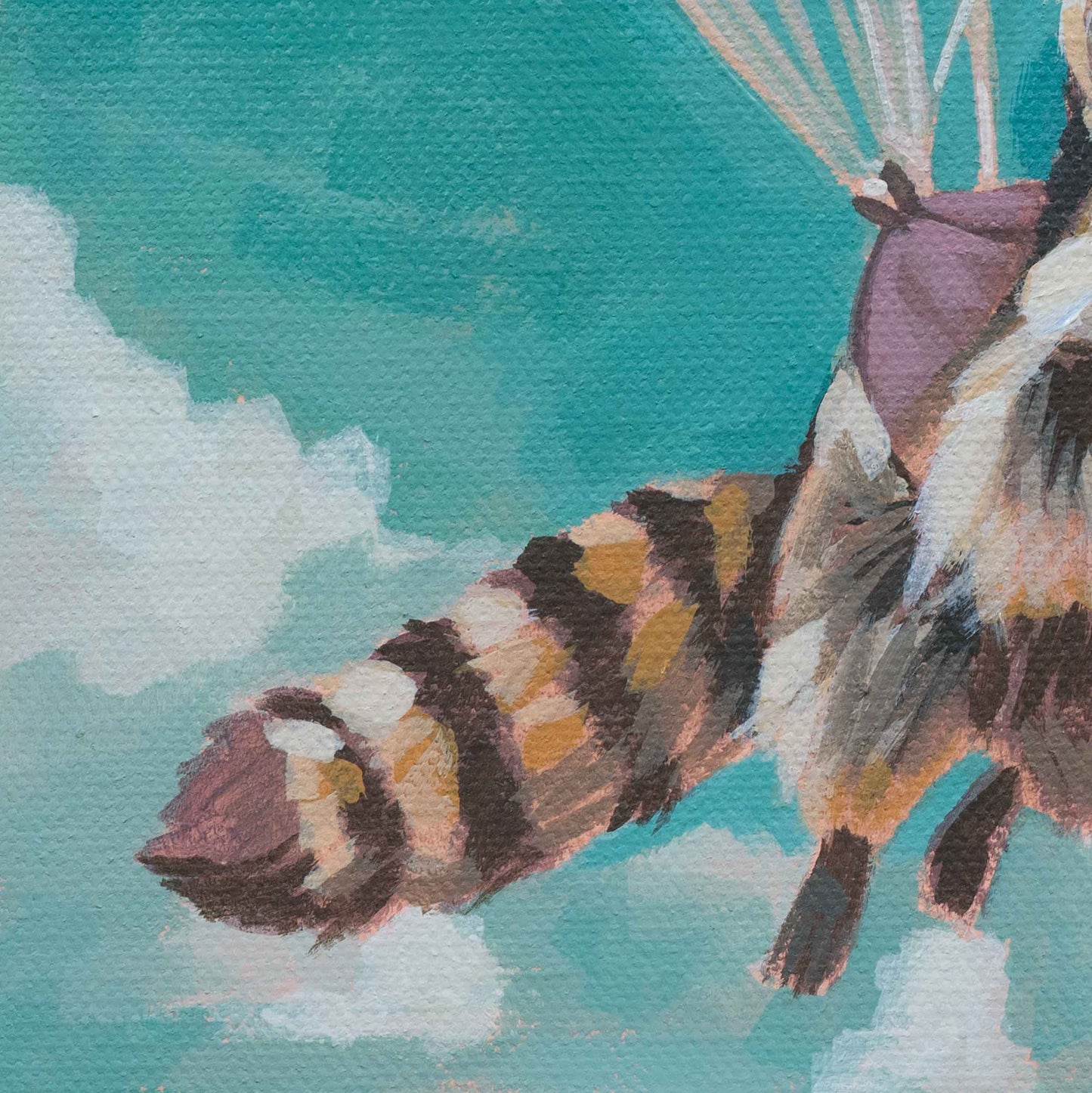 Pocket Art, Fine Art Print auf Büttenpapier im Rahmen, 10 x 10 cm, Fallschirmspringer