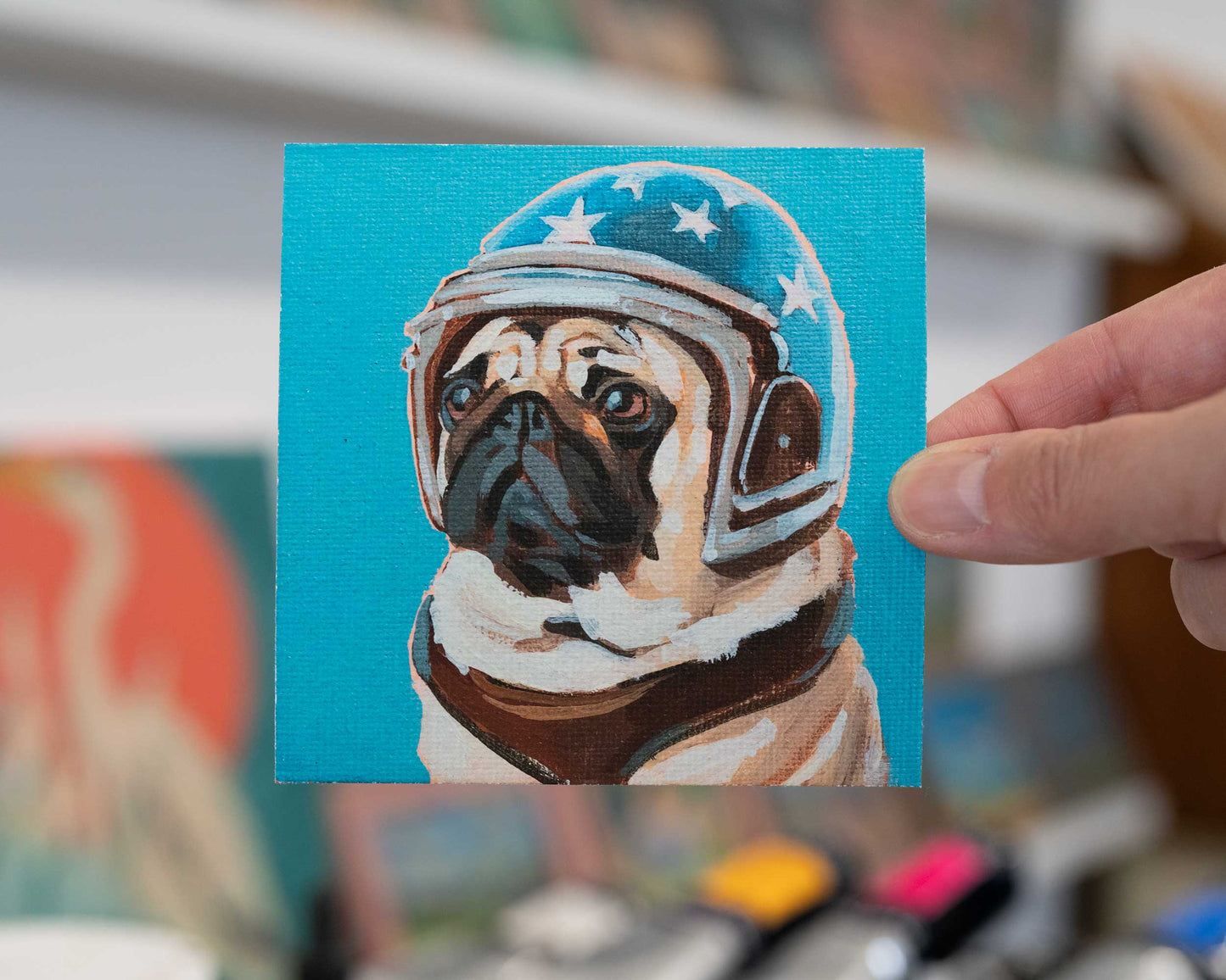 Pocket Art, Print im Rahmen, 10 x 10 cm, Rocket Wastl
