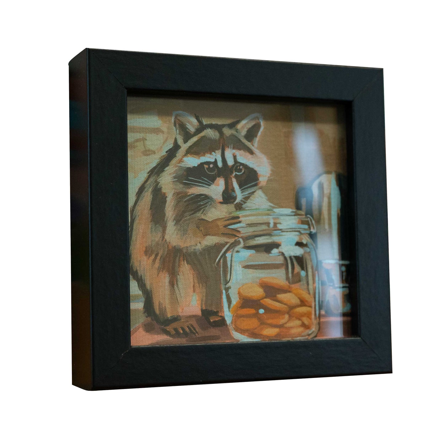 Pocket Art, Fine Art Print auf Büttenpapier im Rahmen, 10 x 10 cm, Keksdieb