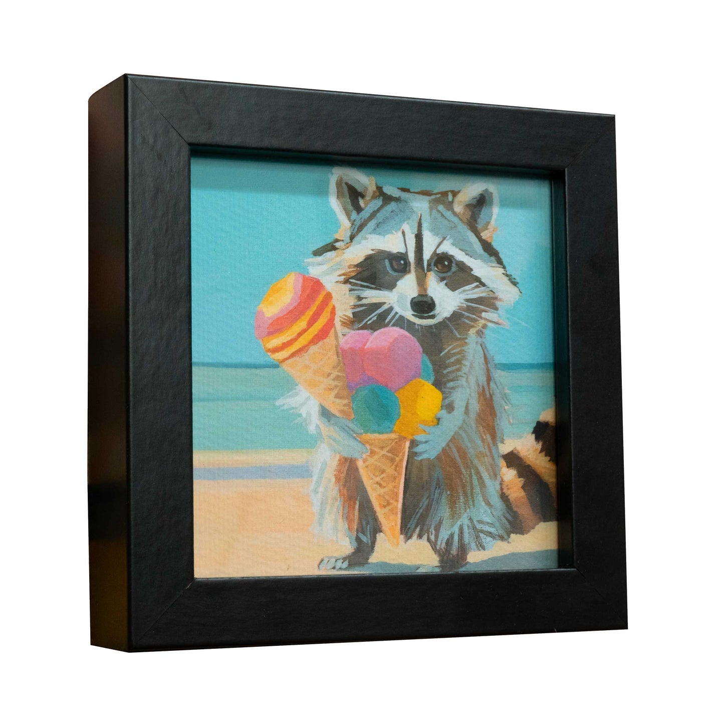 Pocket Art, Fine Art Print auf Büttenpapier im Rahmen, 10 x 10 cm, Eiscreme
