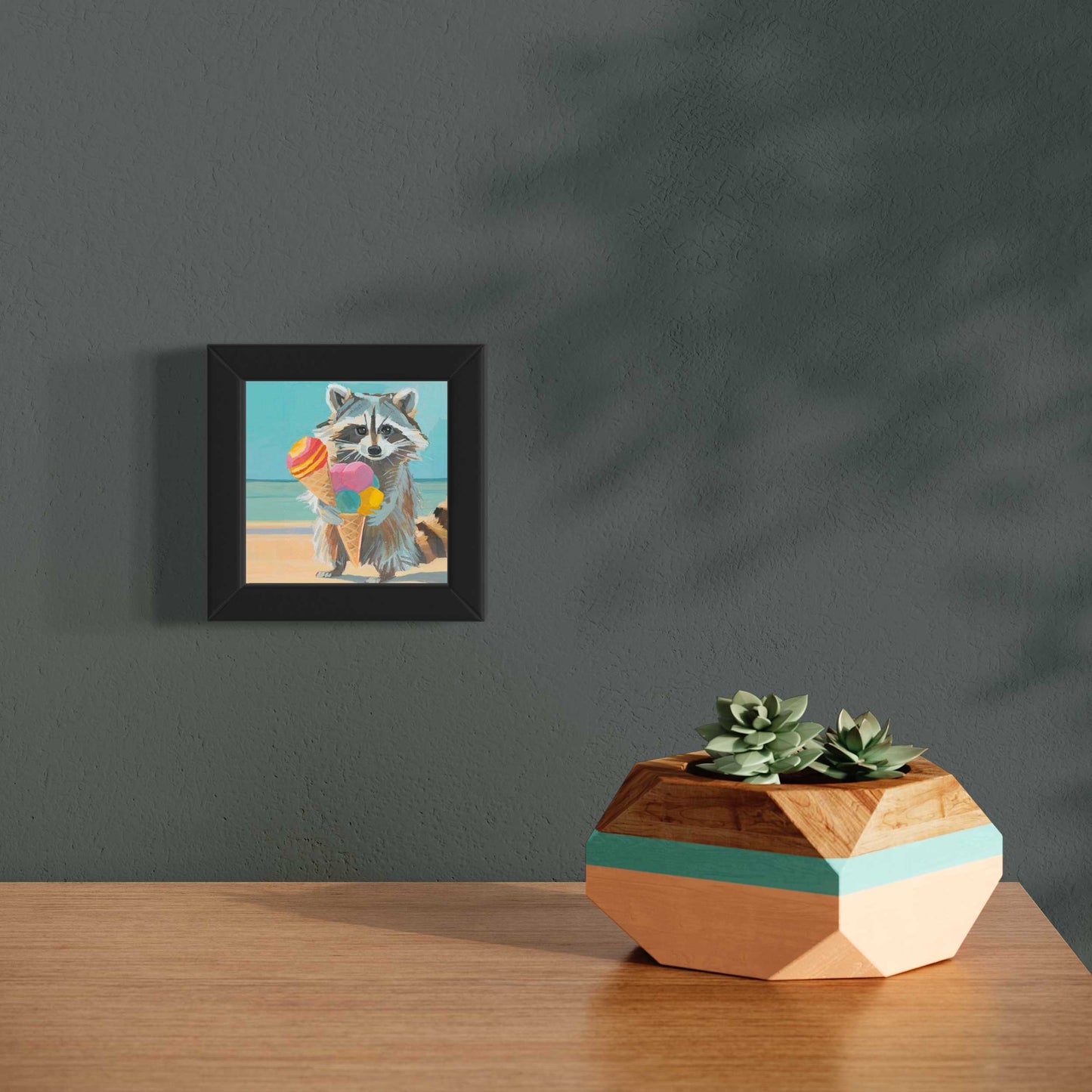 Pocket Art, Fine Art Print auf Büttenpapier im Rahmen, 10 x 10 cm, Eiscreme