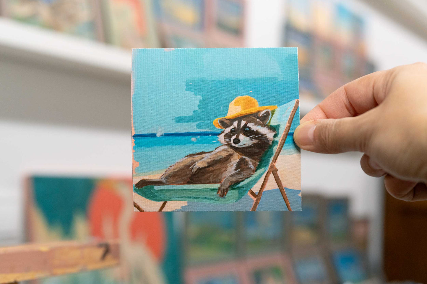 Pocket Art, Fine Art Print auf Büttenpapier im Rahmen, 10 x 10 cm, Strandurlaub