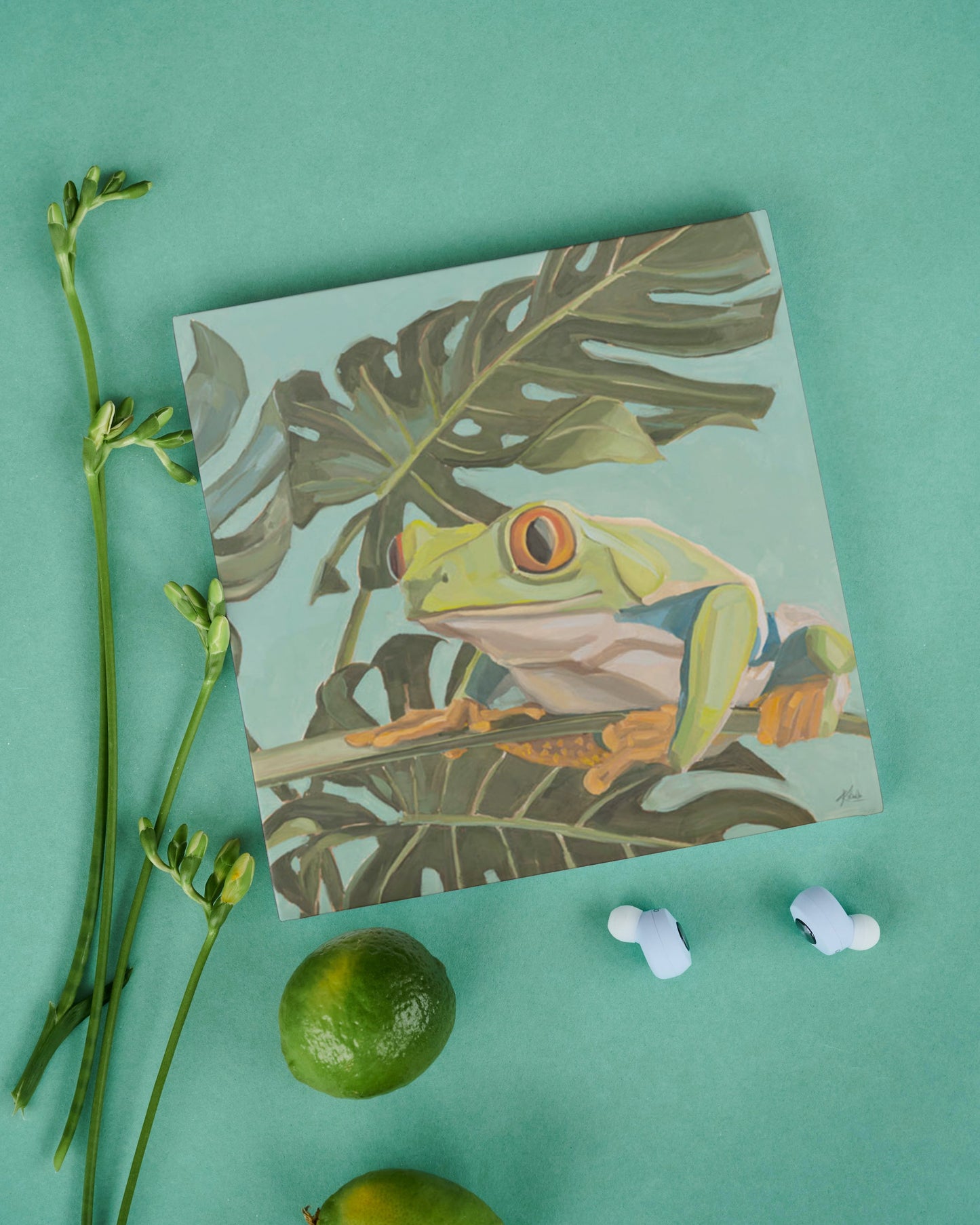 Art Card, Rotaugenlaubfrosch Lotte, 20x20 cm
