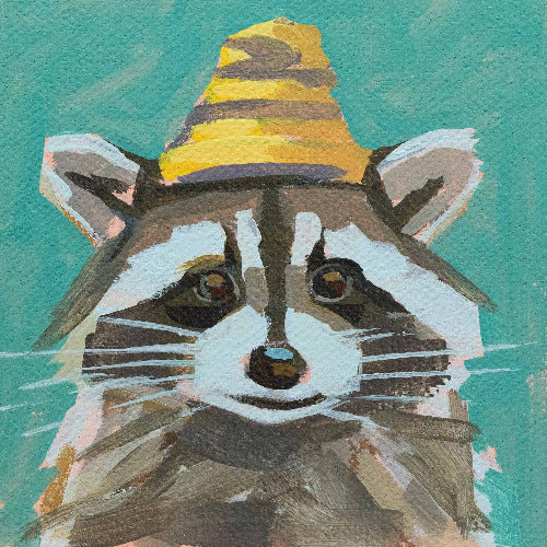 Pocket Art, Fine Art Print auf Büttenpapier im Rahmen, 10 x 10 cm, Wollmützenträger