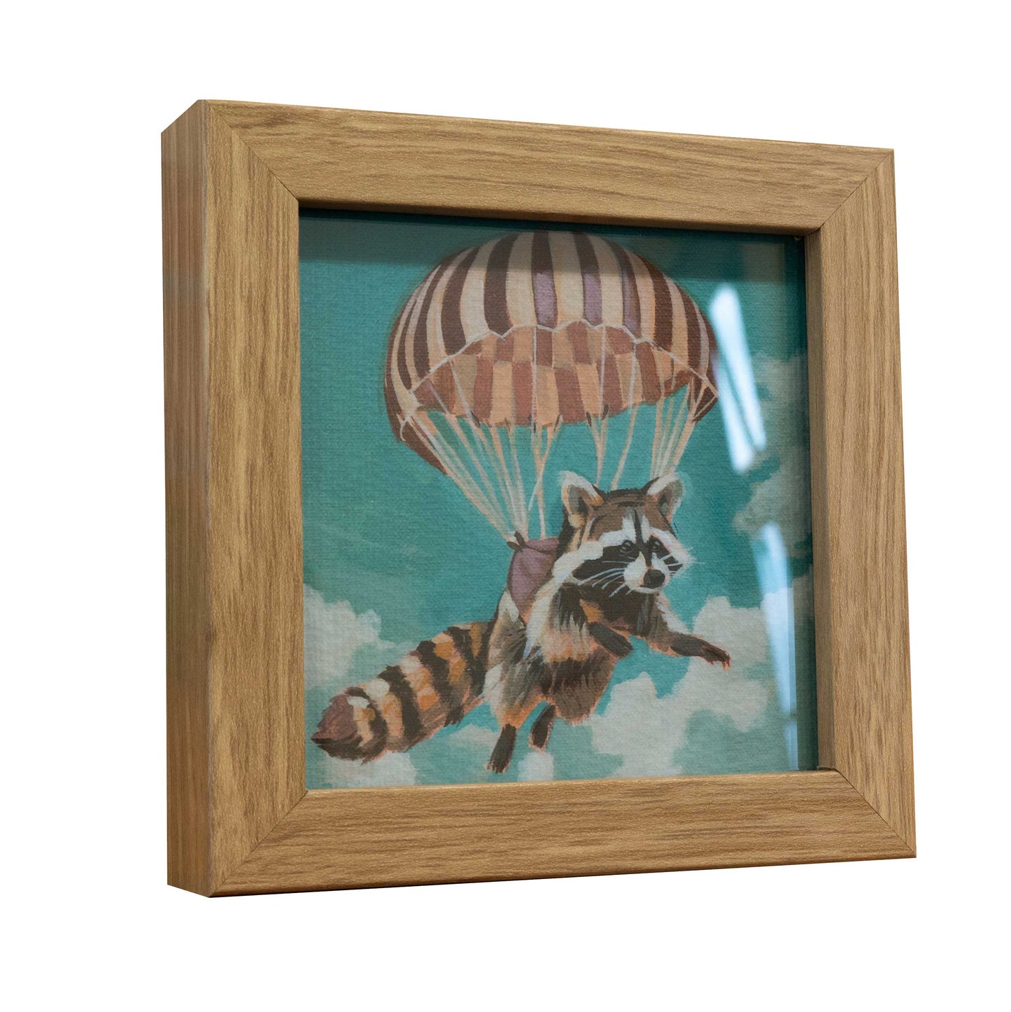 Pocket Art, Fine Art Print auf Büttenpapier im Rahmen, 10 x 10 cm, Fallschirmspringer