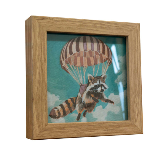 Pocket Art, Fine Art Print auf Büttenpapier im Rahmen, 10 x 10 cm, Fallschirmspringer