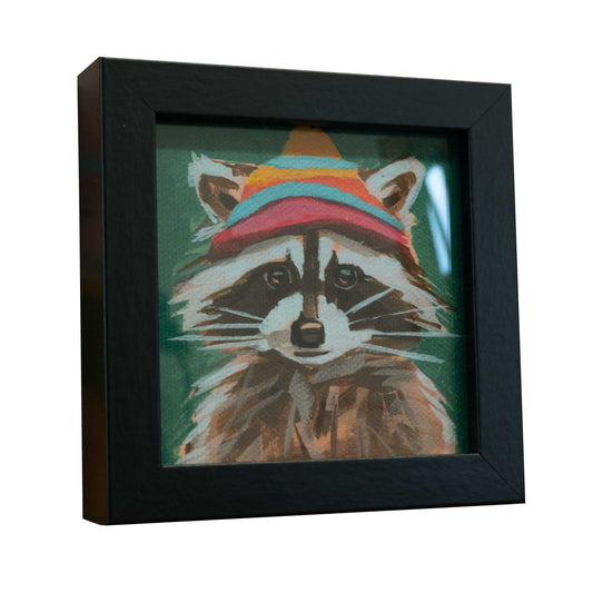 Pocket Art, Fine Art Print auf Büttenpapier im Rahmen, 10 x 10 cm, Wollmützenträger