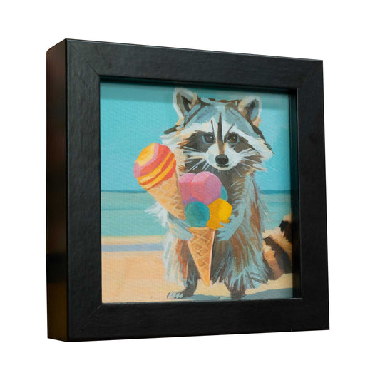 Pocket Art, Fine Art Print auf Büttenpapier im Rahmen, 10 x 10 cm, Eiscreme