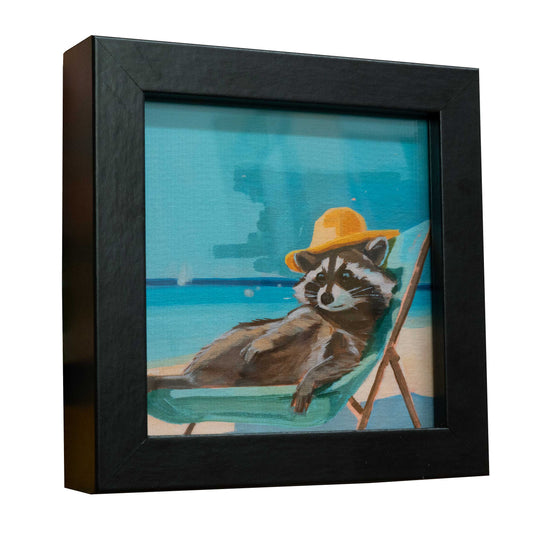 Pocket Art, Fine Art Print auf Büttenpapier im Rahmen, 10 x 10 cm, Strandurlaub
