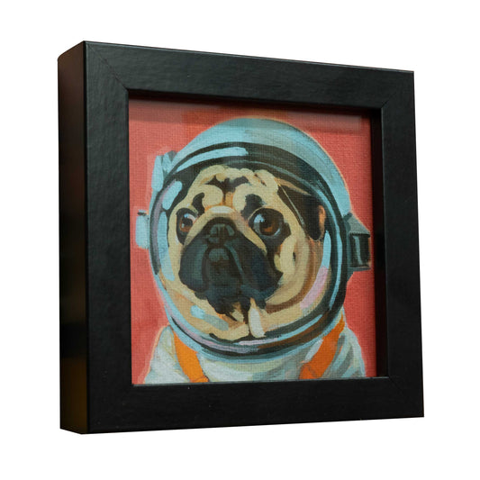 Pocket Art, Fine Art Print auf Büttenpapier im Rahmen, 10 x 10 cm, Space Hero