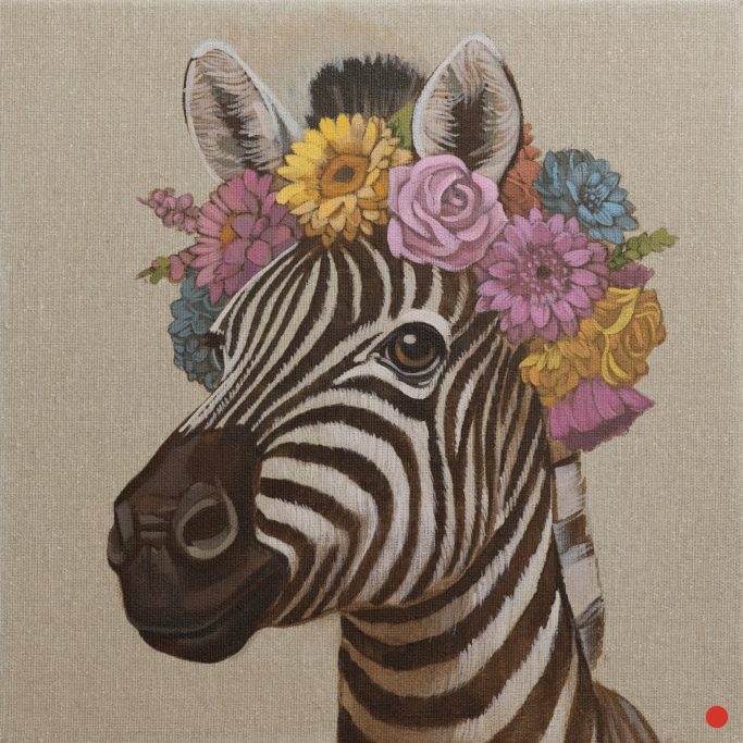 Blumenkind Zebra Zebra mit Blumenkranz
